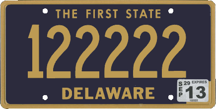 Delaware license plate.